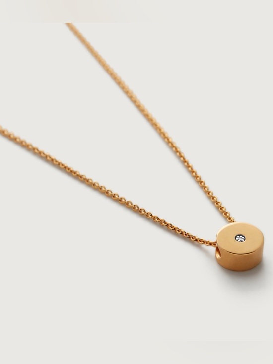 MONICA VINADER Jewelry - MONICA VINADER Gold Pendant Linear Solo Diamond Necklace Adjustable 46cm/18'